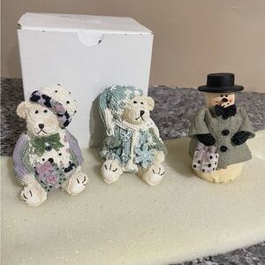 Artisan Flair Figurines By Heather Hykes 2 Set Of Bears And Snow Men Vintage